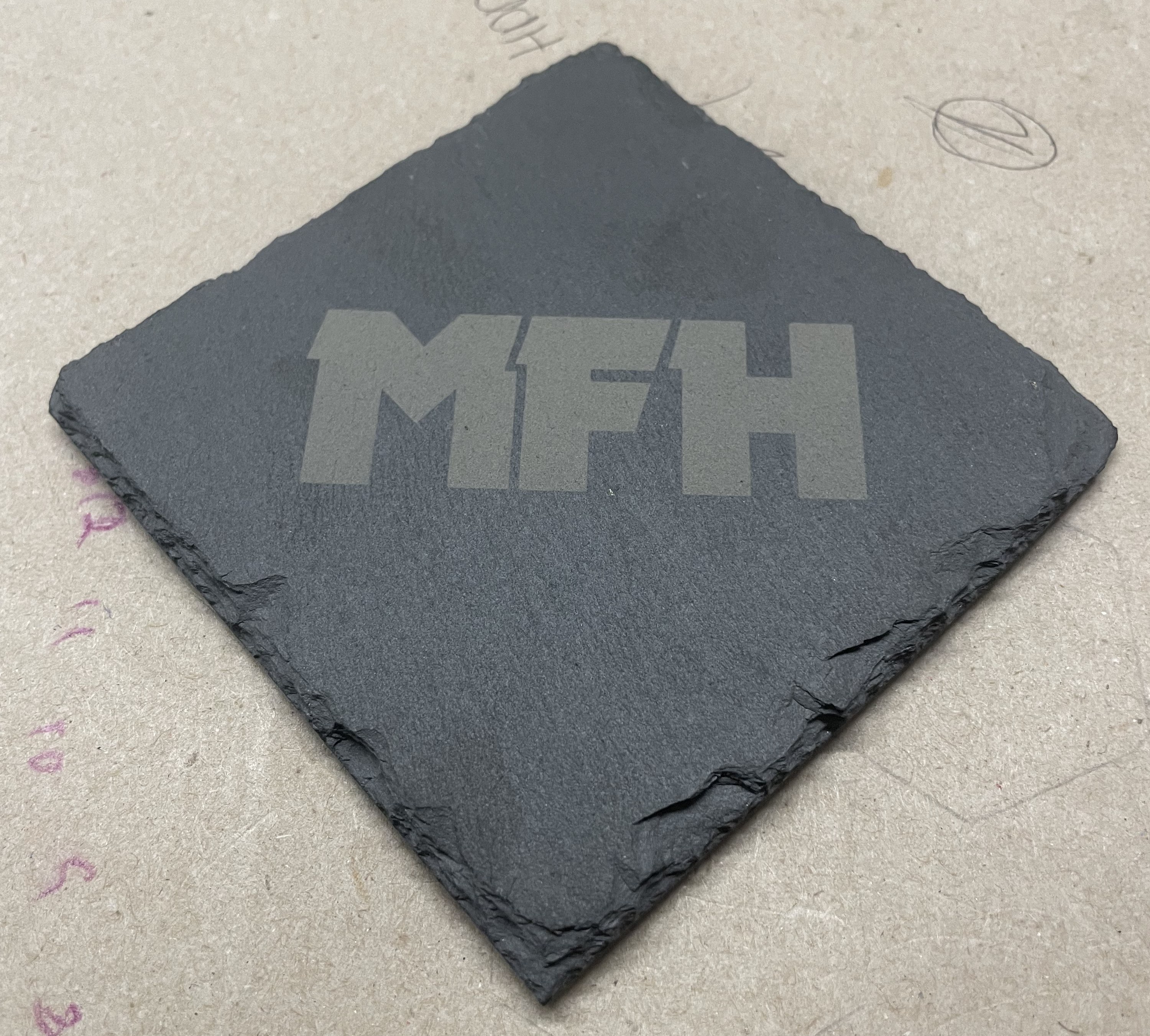 A Laser engraved slate coaster